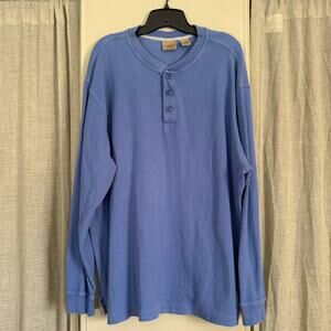 L.L. Bean Long Sleeve Henley | XL | Blue Waffle Knit